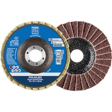 Pferd 5" POLIVLIES Non-Woven Flap Disc - 7/8" Arbor Hole - Medium Grade 43277